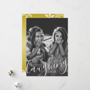 Cartes Pour Fêtes Annuelles Laughing All Way Joyeuses Fêtes d'or Photo