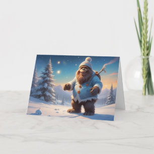 Cartes Pour Fêtes Annuelles Laughing Bigfoot dans la neige