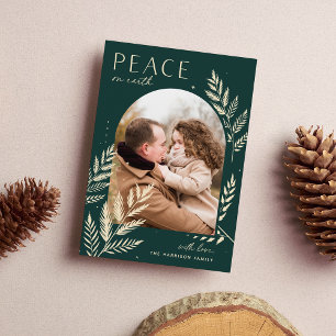 Cartes Pour Fêtes Annuelles Laurel d'hiver   Paix sur Terre
