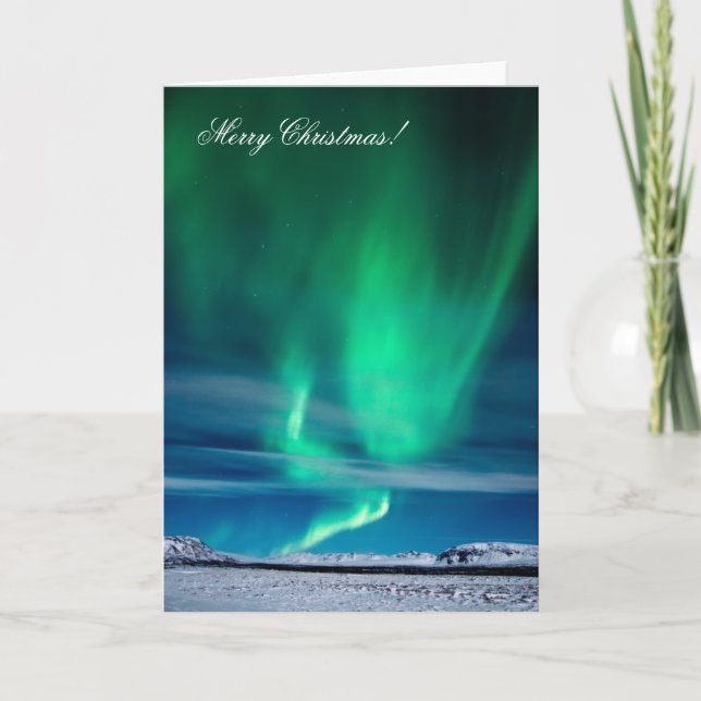 Cartes Pour Fêtes Annuelles L'aurore Borealis - Joyeux Noël (Devant)
