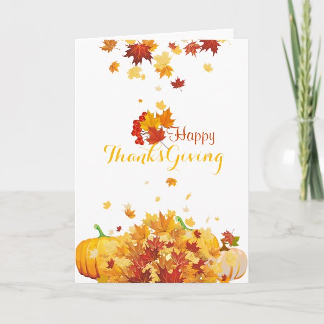 Cartes Pour Fêtes Annuelles L'automne de Thanksgiving Les Feuilles et les Citr (Devant)