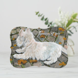 Cartes Pour Fêtes Annuelles L'automne laisse Westie sur Patio