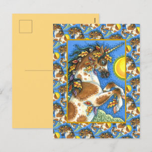 CARTES POUR FÊTES ANNUELLES L'AUTOMNE PARTE SUR UN STALLION UNICORN, REARRÊTAN