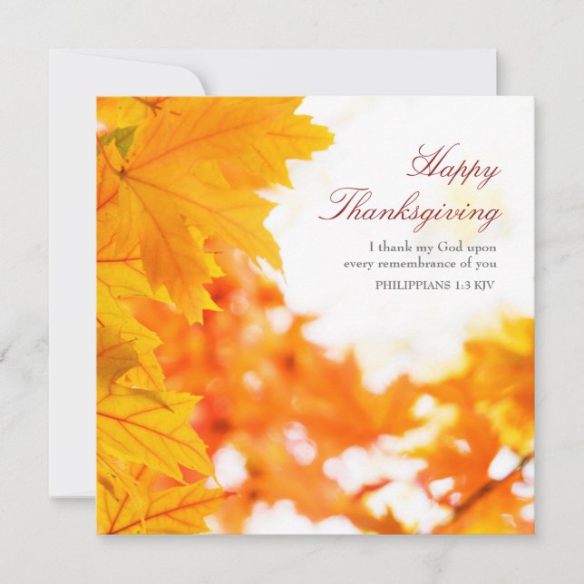 Cartes Pour Fêtes Annuelles L'automne quitte Christian Thanksgiving (Devant)