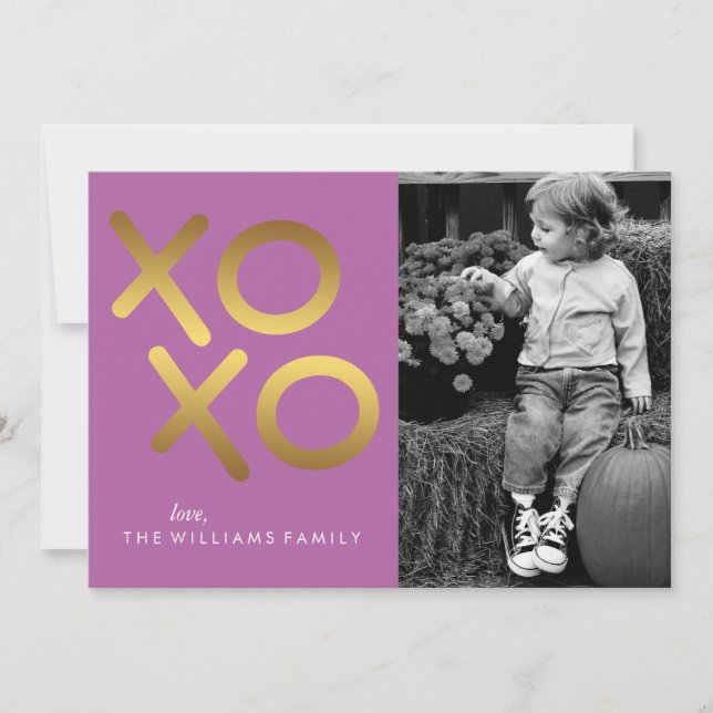 Cartes Pour Fêtes Annuelles Lavande et or imprimé XOXO Valentine's Day (Devant)