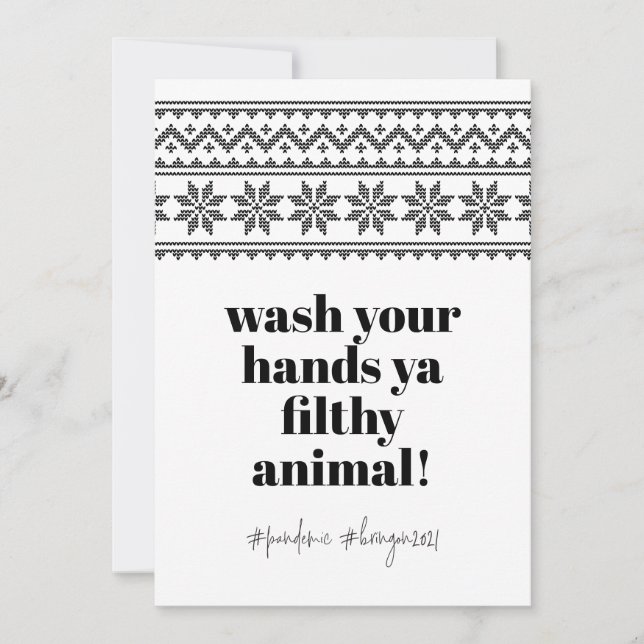 Cartes Pour Fêtes Annuelles Laver vos mains 2020 Sweater Stitch drôle d'humour (Devant)