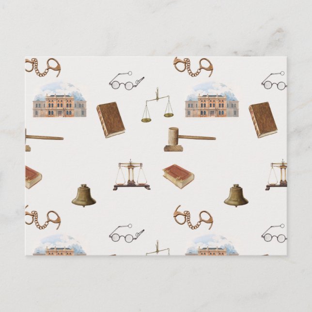 Cartes Pour Fêtes Annuelles Law Scales Gavel Juridique Antique Motif (Devant)