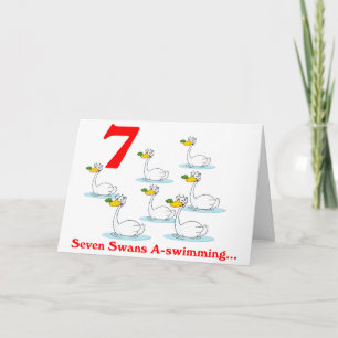 Cartes Pour Fêtes Annuelles Le 7ème jour de Noël sept cygnes nageant