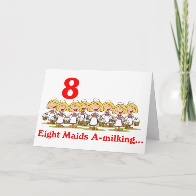 Cartes Pour Fêtes Annuelles Le 8e jour de Noël huit servantes-une traite (Devant)