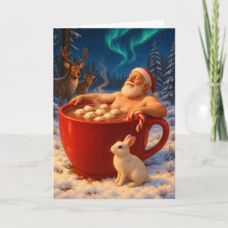 Cartes Pour Fêtes Annuelles Le bain de chocolat chaud de Noël de Santa Claus d