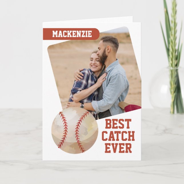 Cartes Pour Fêtes Annuelles Le baseball meilleur attraper jamais photo personn (Devant)