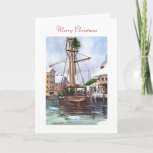 Cartes Pour Fêtes Annuelles Le bateau d'arbre de Noël encouragent Simmons