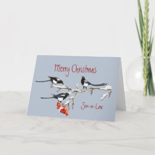 Cartes Pour Fêtes Annuelles Le beau-fils de Noël, beau comme toi, Magpie Birds
