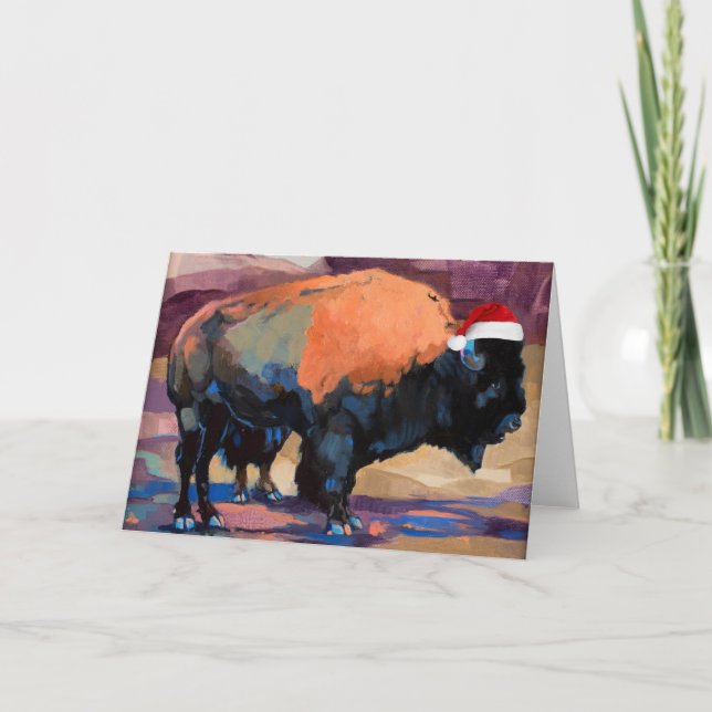 Cartes Pour Fêtes Annuelles Le bison de Noël personnalisable (Devant)