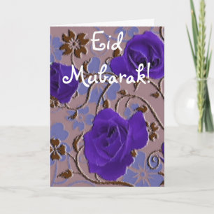 Cartes Pour Fêtes Annuelles Le bleu fleurit le bouquet Eid Mubarak