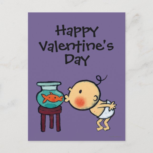 Cartes Pour Fêtes Annuelles Le bocal à poissons embrasse le poisson rouge (Devant)