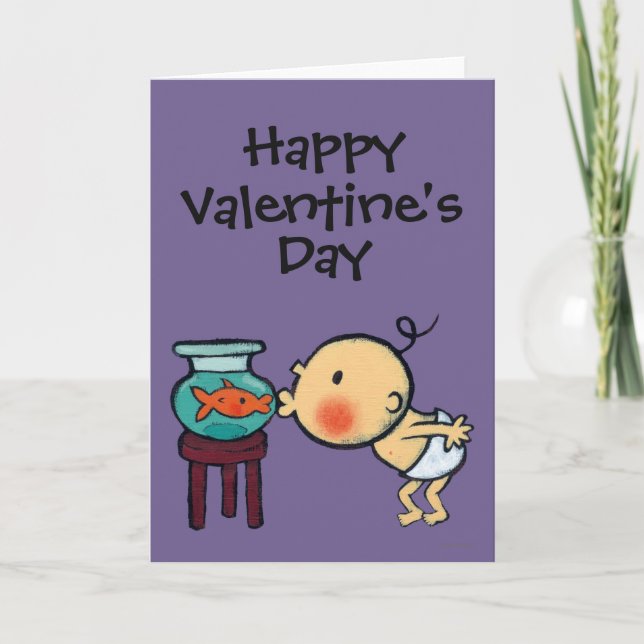 Cartes Pour Fêtes Annuelles Le bocal à poissons embrasse le poisson rouge (Devant)