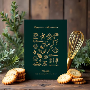 Cartes Pour Fêtes Annuelles Le Bonheur Est Fait Maison Gold & Green Baking Rec