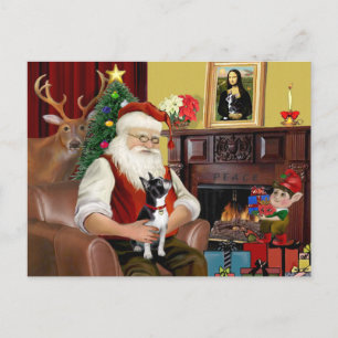 Cartes Pour Fêtes Annuelles Le Boston Terrier du Père Noël