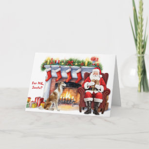 Cartes Pour Fêtes Annuelles Le cadeau de Noël de Santa Borzoi Hound Dog Christ