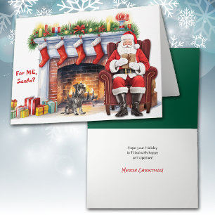 Cartes Pour Fêtes Annuelles Le cadeau de Noël de Santa - Chien Schnauzer Nain
