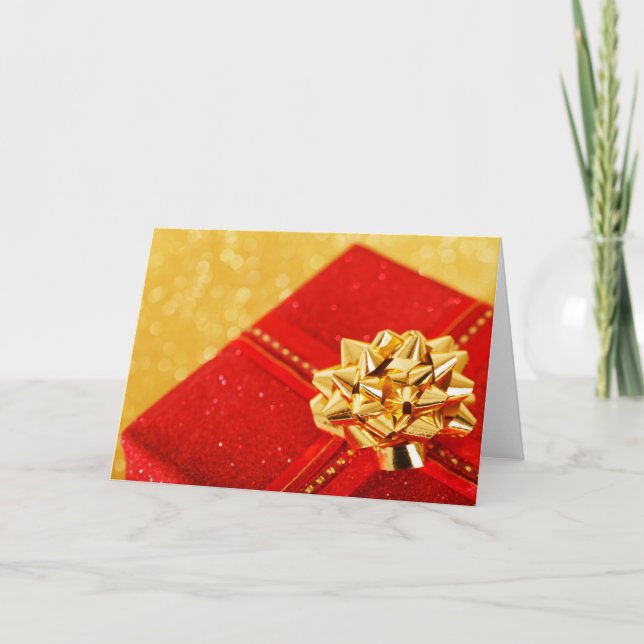 Cartes Pour Fêtes Annuelles Le cadeau de Noël rouge (Devant)
