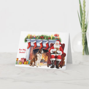 Cartes Pour Fêtes Annuelles Le cadeau du Père Noël Chien Saint-Bernard Noël