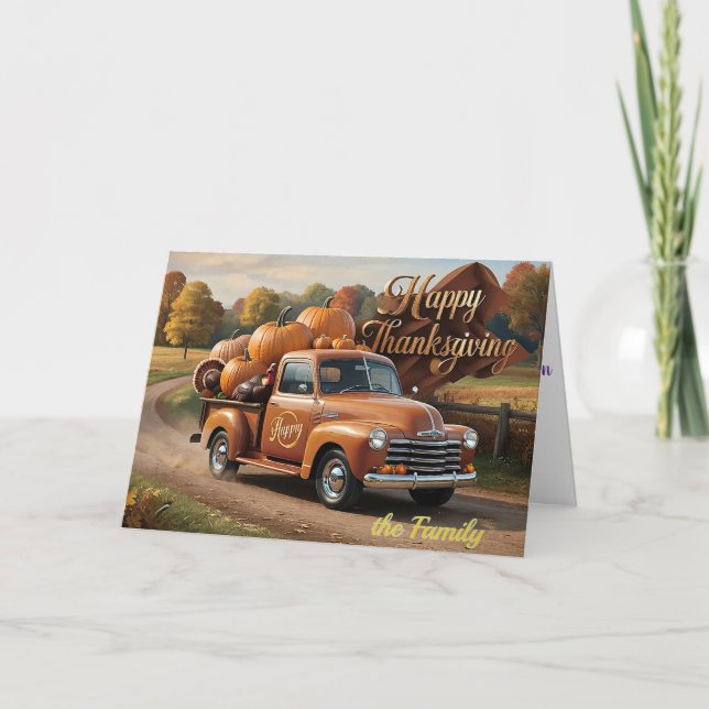 Cartes Pour Fêtes Annuelles Le camion de récolte de Thanksgiving (Devant)