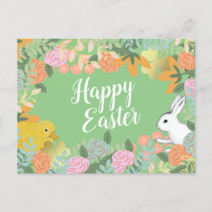 Cartes Pour Fêtes Annuelles Le canard à fleur de printemps Joyeux lapin de Pâq