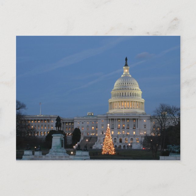 Cartes Pour Fêtes Annuelles Le Capitole américain fête la photo de Noël (Devant)