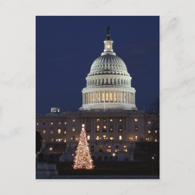 Cartes Pour Fêtes Annuelles Le Capitole américain fête la photo de Noël (Devant)
