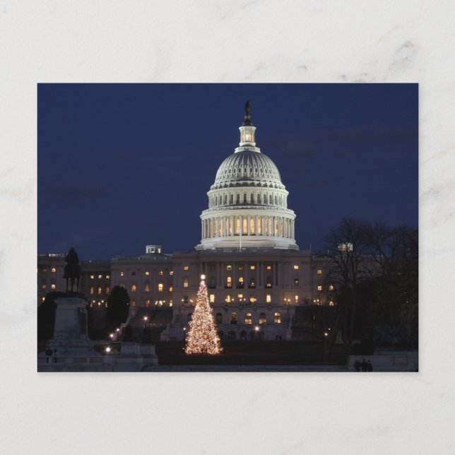 Cartes Pour Fêtes Annuelles Le Capitole américain fête la photo de Noël (Devant)