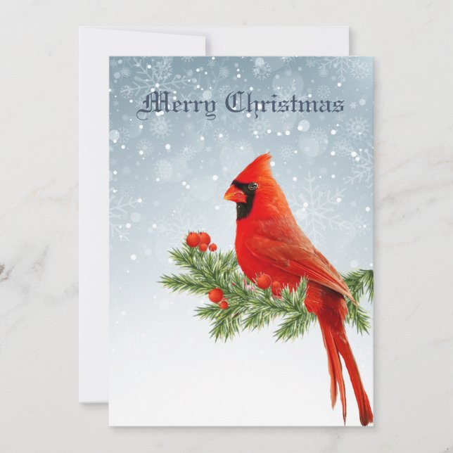Cartes Pour Fêtes Annuelles Le Cardinal rouge Joyeux Noël (Devant)