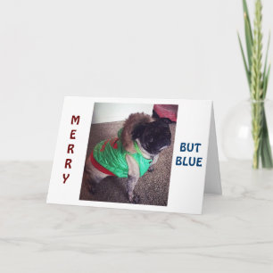 Cartes Pour Fêtes Annuelles LE carlin EST "JOYEUX" MAIS NOËL "BLEU" SANS "VOUS