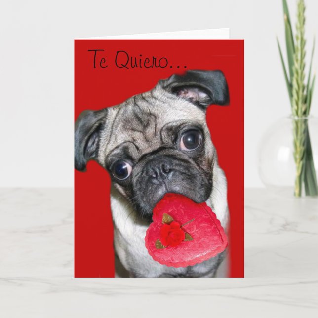 Cartes Pour Fêtes Annuelles Le Carlin Quiero Tarjeta de Perro (Devant)