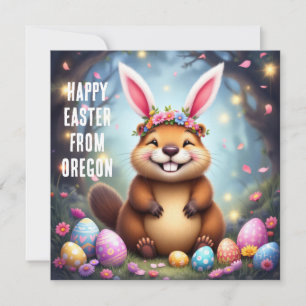 Cartes Pour Fêtes Annuelles Le castor américain à l'oreille d'un lapin