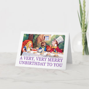 CARTES POUR FÊTES ANNUELLES LE CHAPELIER FOU SOUHAITE À ALICE UN JOYEUX