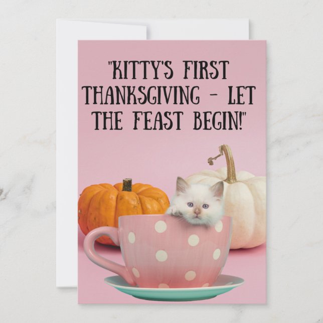 Cartes Pour Fêtes Annuelles Le charme d'un tout petit chaton blanc Thanksgivin (Devant)
