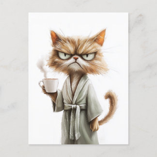 Cartes Pour Fêtes Annuelles Le chat Grumpy a besoin de café