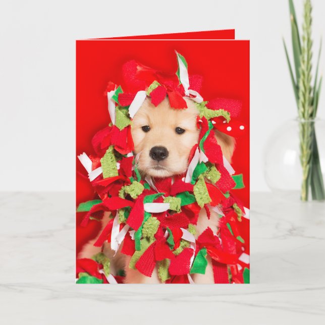 Cartes Pour Fêtes Annuelles Le chat l'a fait Golden Retriever chiot (Devant)