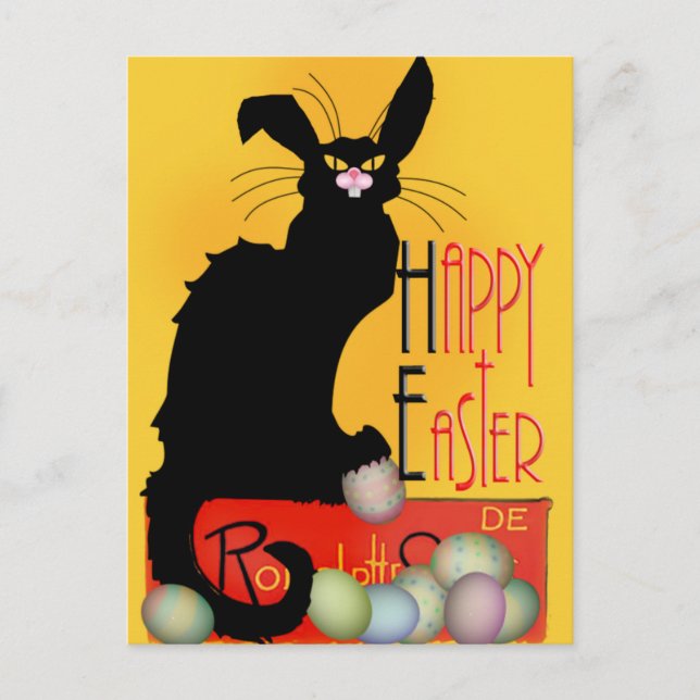 Cartes Pour Fêtes Annuelles Le Chat Noir - Happy Easter (Devant)