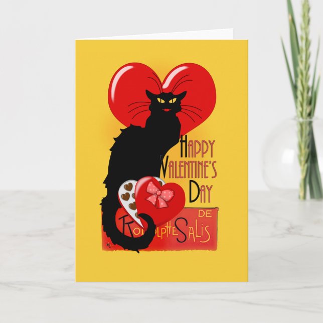 Cartes Pour Fêtes Annuelles Le Chat Noir Saint-Valentin (Devant)