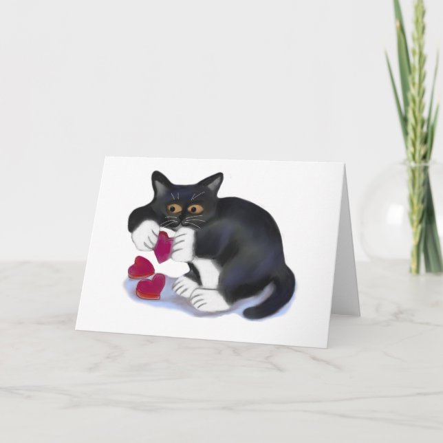 Cartes Pour Fêtes Annuelles Le chaton de smoking a le jouet de cataire de (Devant)