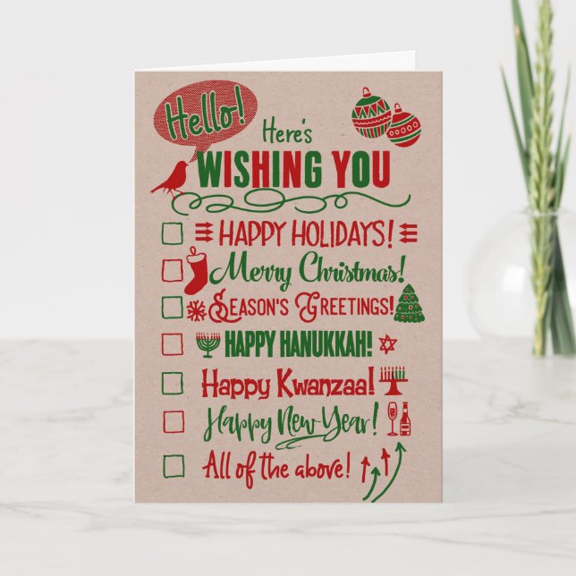 Cartes Pour Fêtes Annuelles Le Checkbox choisissent vos vacances (Devant)