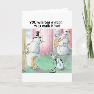 Cartes Pour Fêtes Annuelles Le chien fait pipi sur le bonhomme de neige