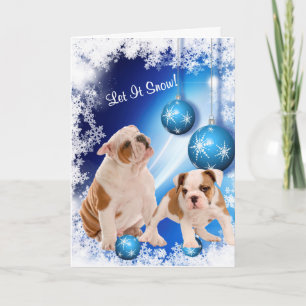 Cartes Pour Fêtes Annuelles Le chiot de bouledogue l'a laissé neiger