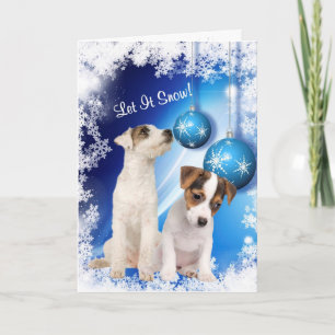 Cartes Pour Fêtes Annuelles Le chiot de Jack Russell l'a laissé neiger -