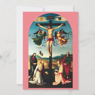 Cartes Pour Fêtes Annuelles Le Christ en croix avec la Vierge Marie
