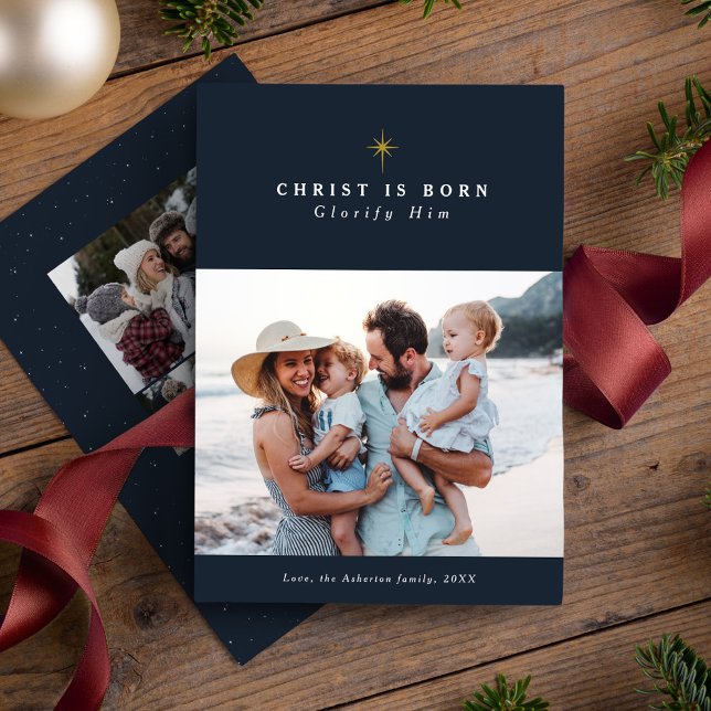 Cartes Pour Fêtes Annuelles Le Christ est né collage religieux de Noël (Créateur téléchargé)