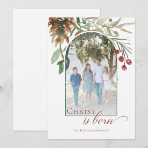 Cartes Pour Fêtes Annuelles Le Christ est né Photo de Noël simple Religieux